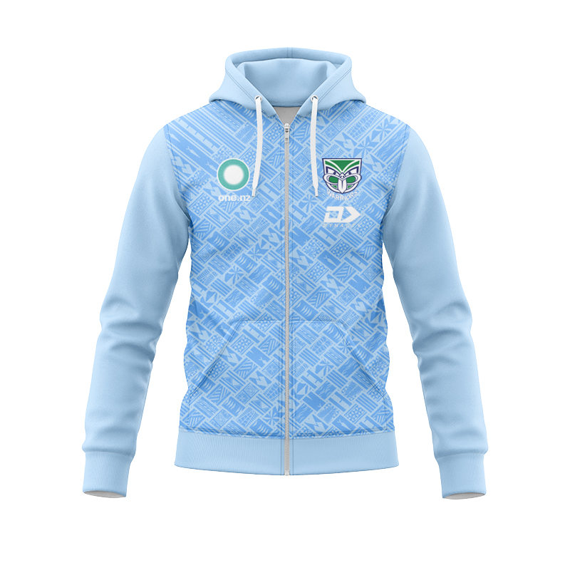 NRL New Zealand Warriors 2025 Dynasty Pasifika Blue Zipper Hoodie