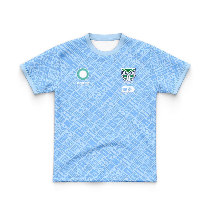 Kid's NRL New Zealand Warriors 2025 Dynasty Pasifika Blue Tee