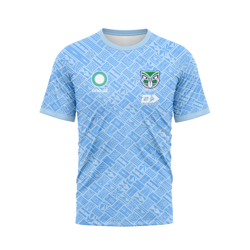 NRL New Zealand Warriors 2025 Dynasty Pasifika Blue Tee