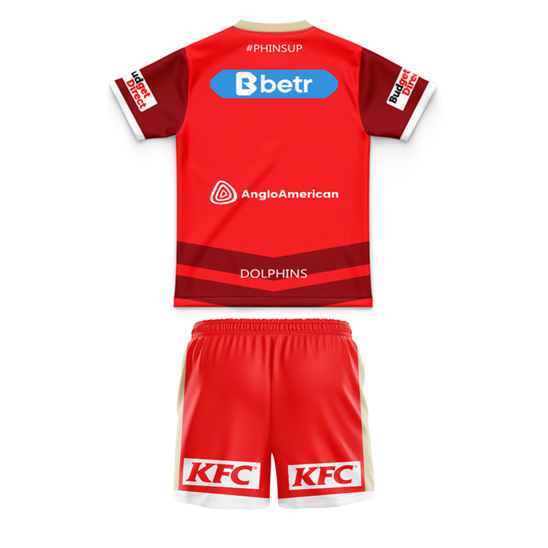 Kid's NRL Dolphins 2025 Home Jersey+Shorts