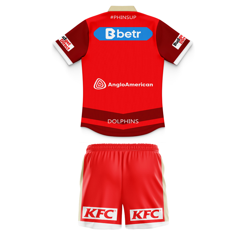 Kid's NRL Dolphins 2025 Home Polo Jersey+Shorts