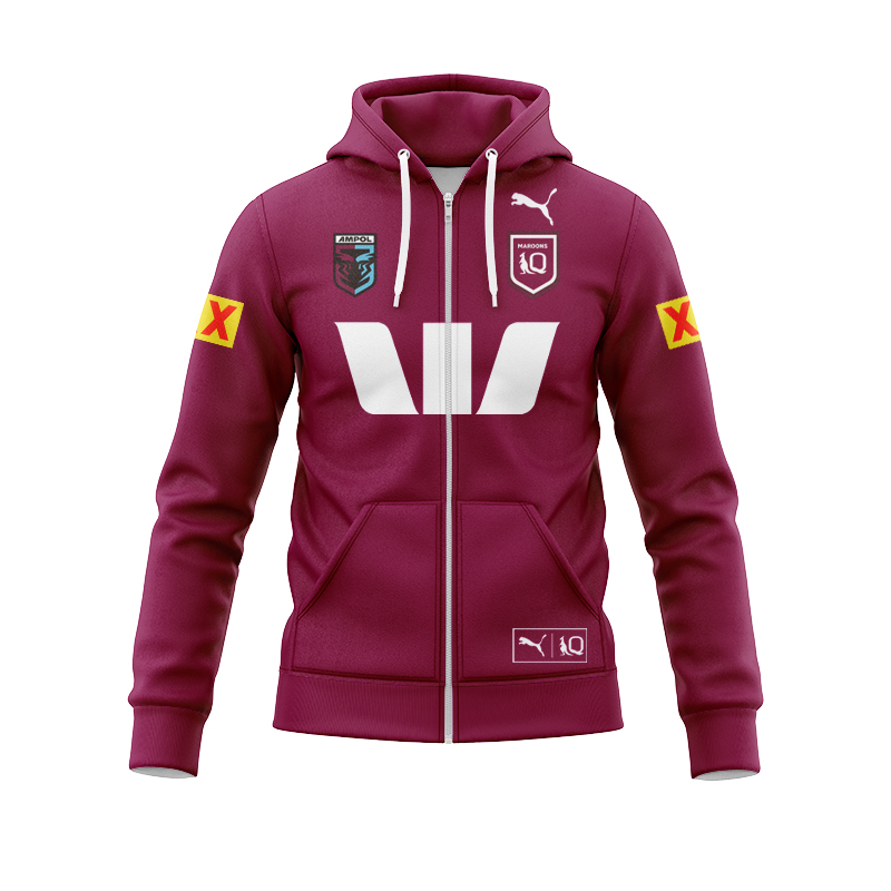 NRL QLD Maroons 2025 Home Zipper Hoodie