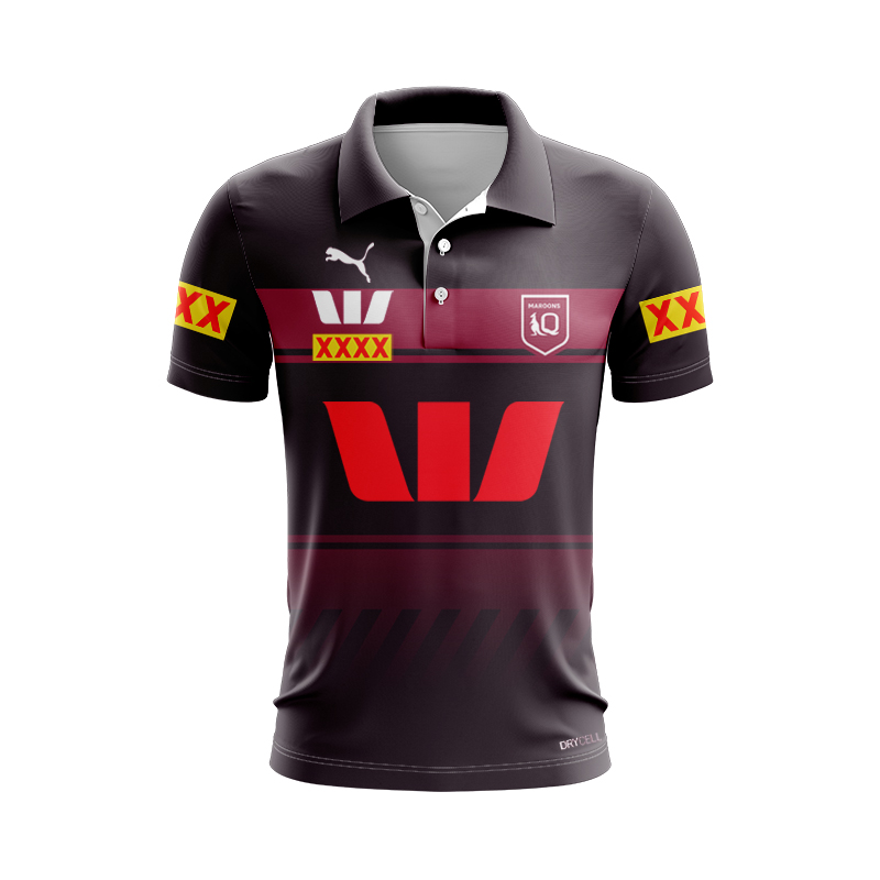 NRL QLD Maroons 2025 Home Training Polo Shirt