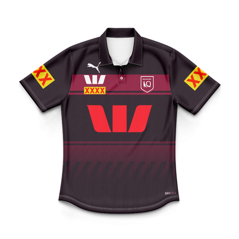 Kid's NRL QLD Maroons 2025 Away Training Polo Shirt