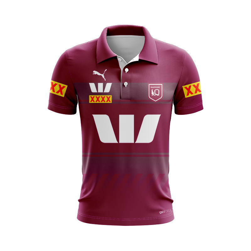 NRL QLD Maroons 2025 WSOO Home Polo Shirt