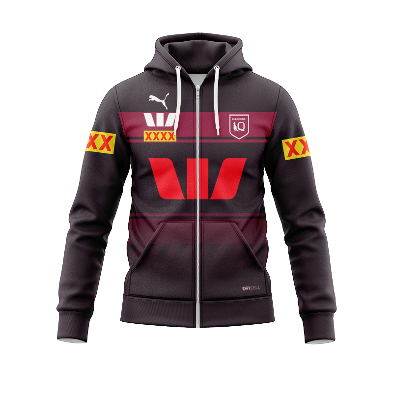 NRL QLD Maroons 2025 Away Training Zipper Hoodie