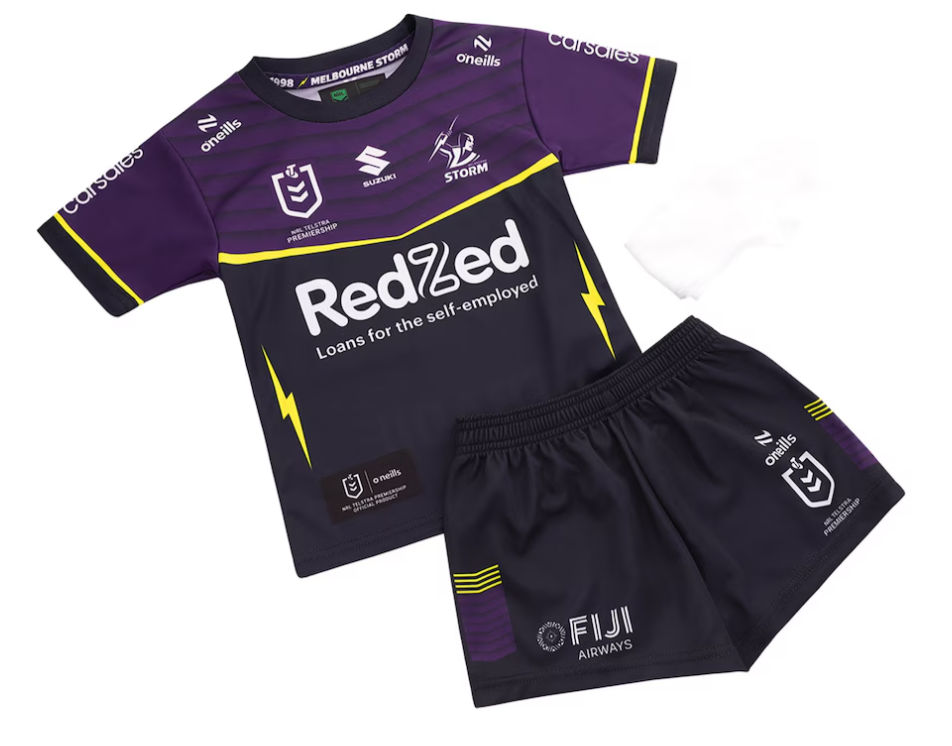 Kid's NRL Melbourne Storm 2025 Home Jersey+Shorts