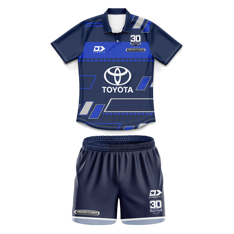 Kid's NRL North Queensland Cowboys 2025 Navy Polo Training Jersey+Shorts