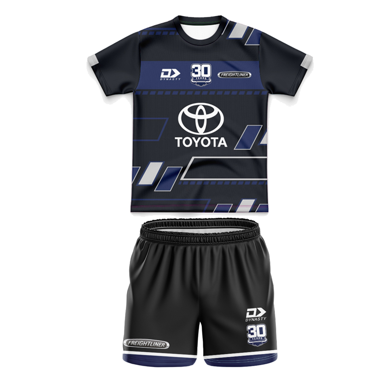 Kid's NRL North Queensland Cowboys 2025 Black Training Jersey+Shorts
