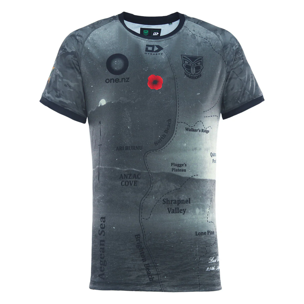 NRL New Zealand Warriors 2025 ANZAC Round Grey Warm Up Tee