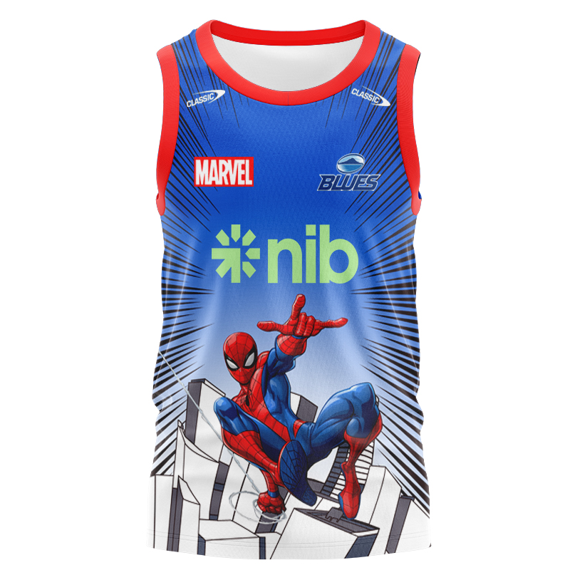 Auckland Blues Super Rugby 2025 Marvel Warm Up Singlet