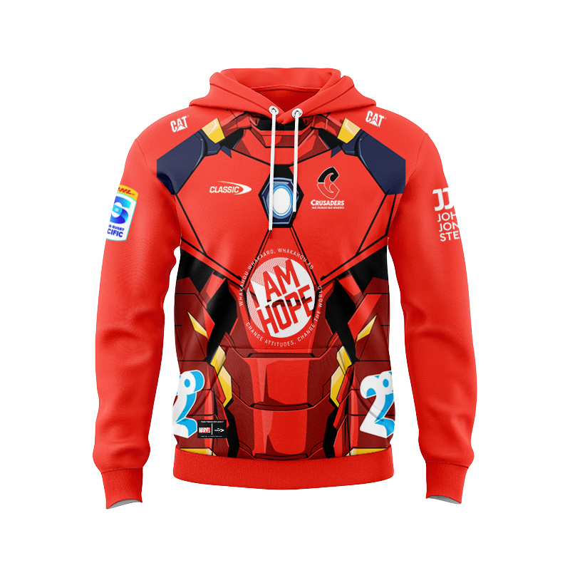Canterbury Crusaders Super Rugby 2025 Marvel Iron Man Sport Hoodie