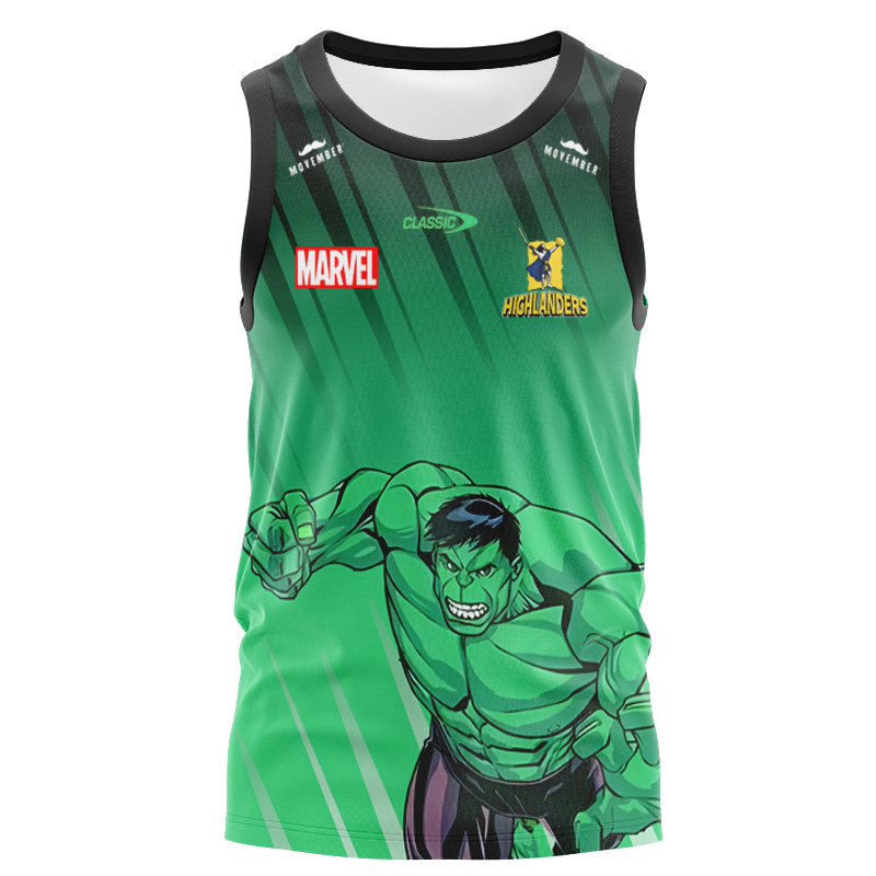 Otago Highlanders Super Rugby Marvel 2025 HULK Warm Up Singlet