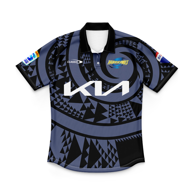 Kid's Wellington Hurricanes Super Rugby 2025 Away Polo Shirt