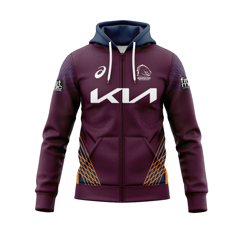 NRL Brisbane Broncos 2025 Captains Run Zipper Hoodie
