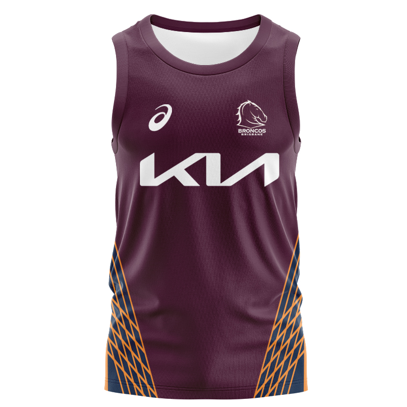 NRL Brisbane Broncos 2025 Captains Run Polo Singlet
