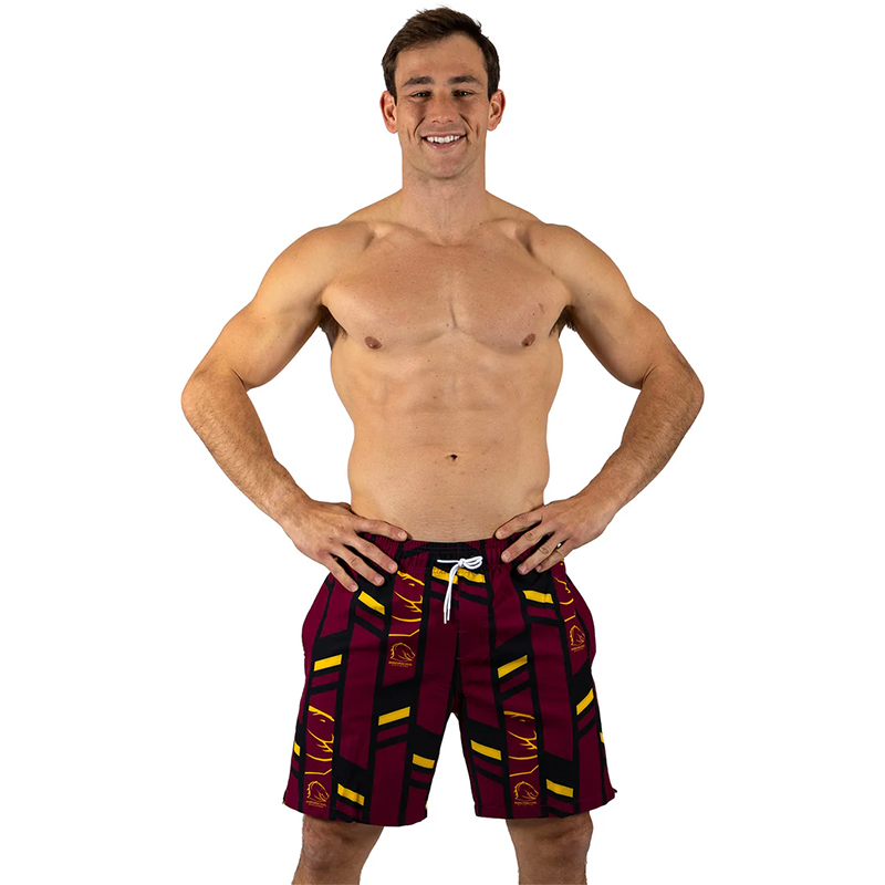 NRL Brisbane Broncos 2025 Riviera Volley Swim Shorts