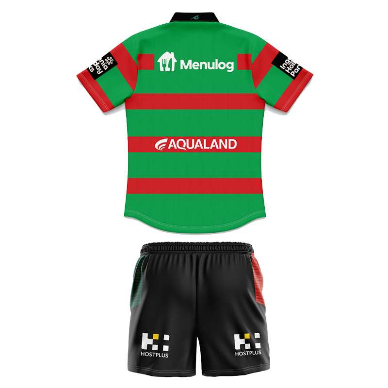 Kid's NRL South Sydney Rabbitohs 2025 Home Polo Jersey+Shorts