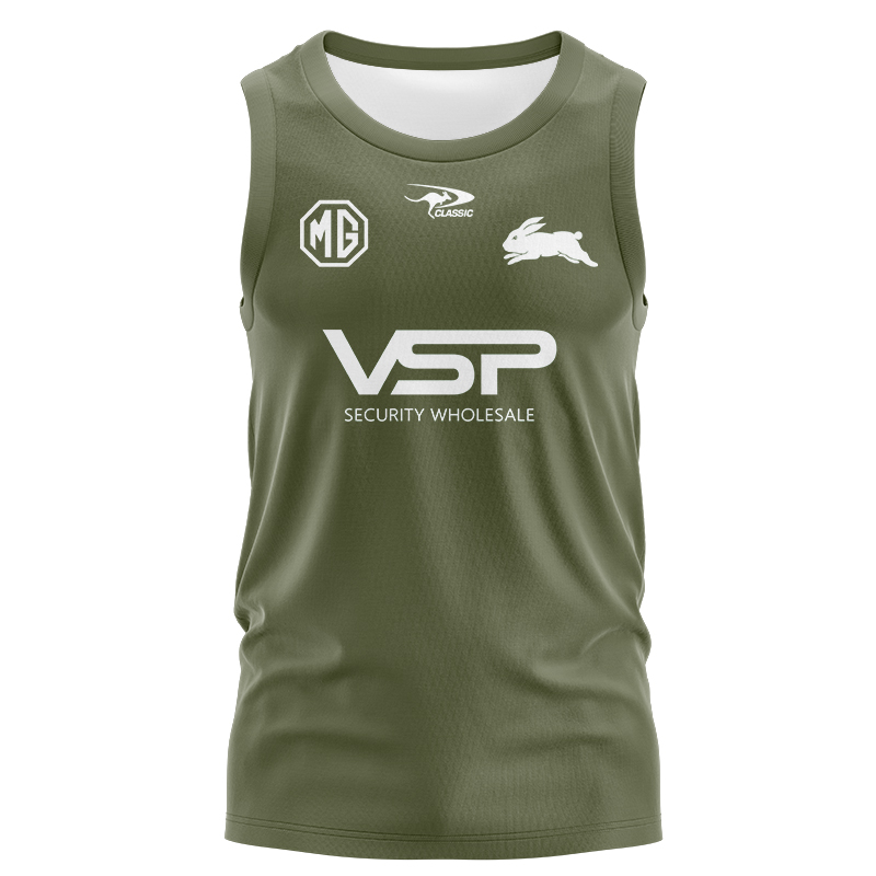NRL South Sydney Rabbitohs 2025 Warm Up Training Singlet