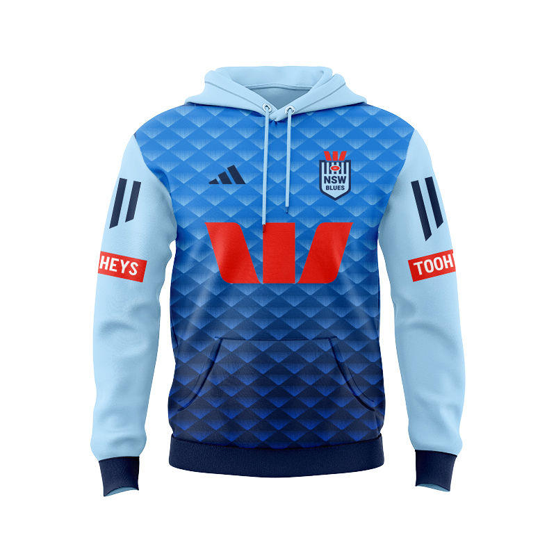 NRL NSW Blues 2025 Sky Blue Performance Sport Hoodie