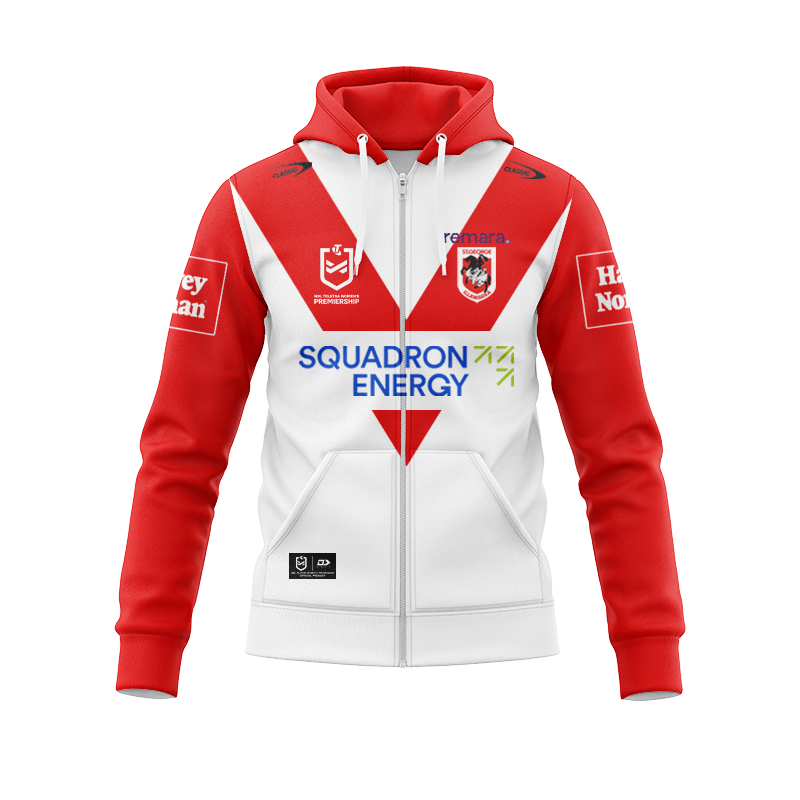 NRL St George Illawarra Dragons 2025 Home Zipper Hoodie