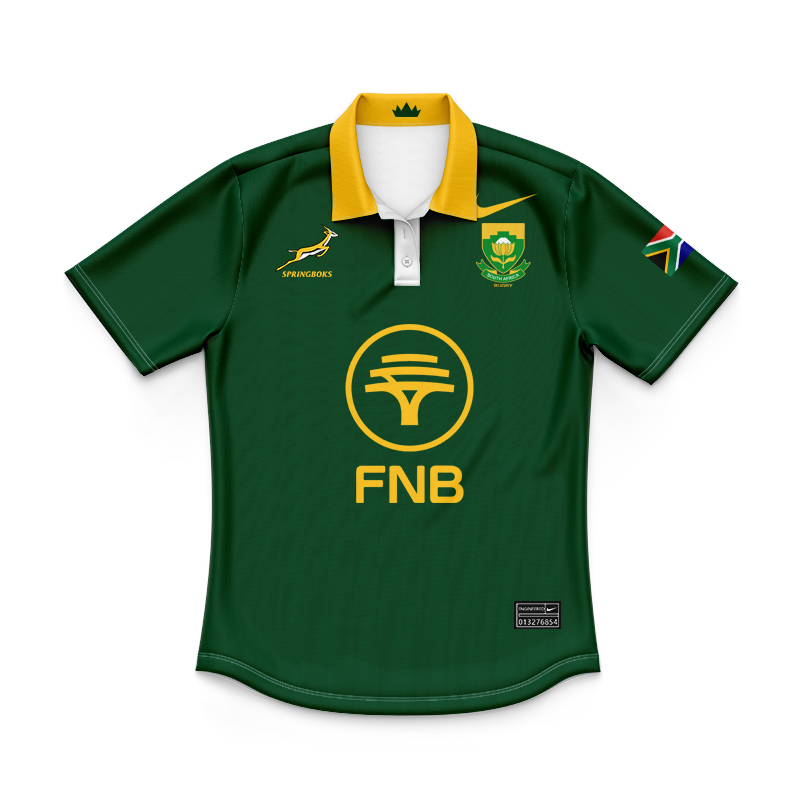 Kid's South Africa Springboks Home 2025 Green Stadium Polo Jersey