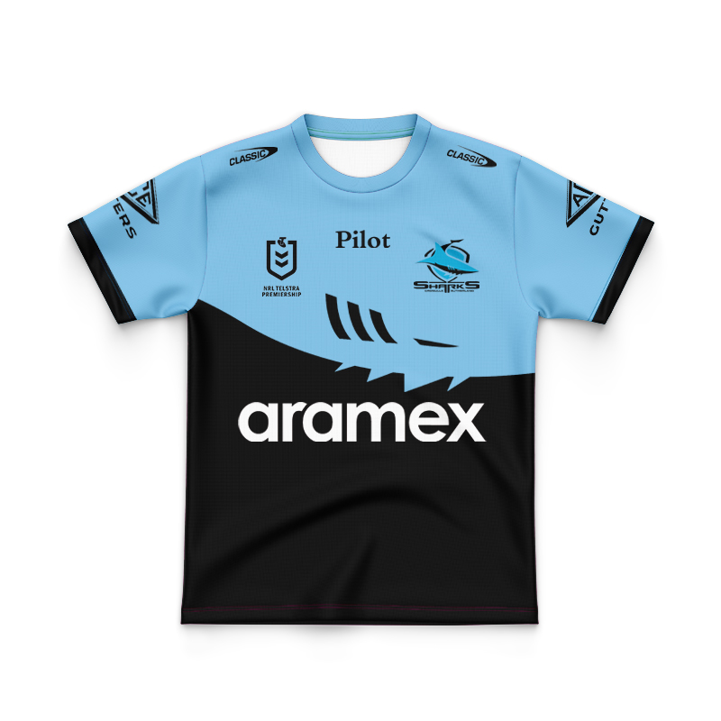 Kid's NRL Cronulla-Sutherland Sharks 2025 Sky/Blk Training Jersey