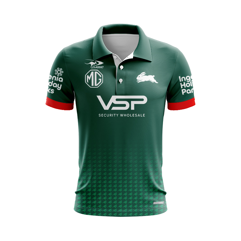 NRL South Sydney Rabbitohs 2025 Green Pro Training Polo Shirt