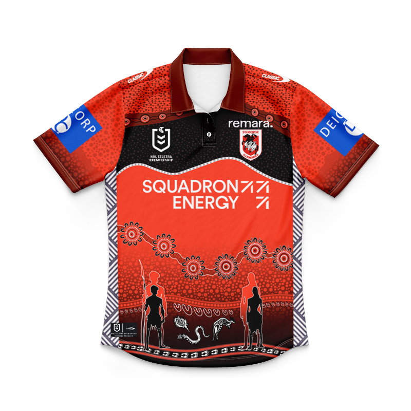 Kid's NRL St George Illawarra Dragons 2025 Indigenous Polo Jersey