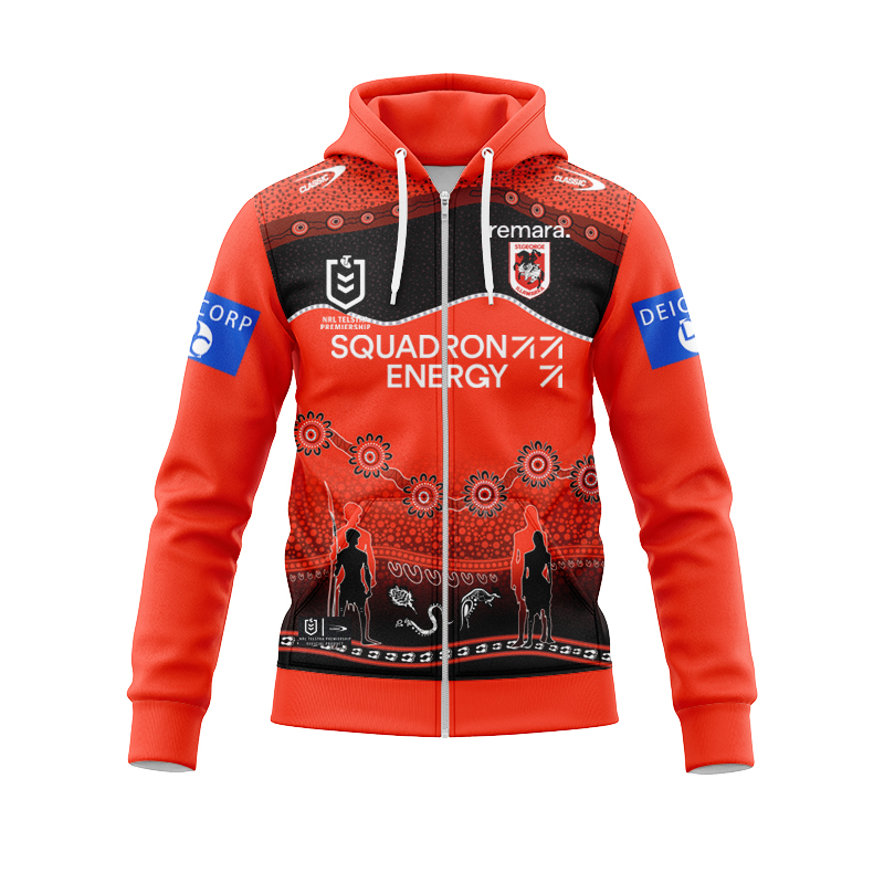 NRL St George Illawarra Dragons 2025 Indigenous Zipper Hoodie