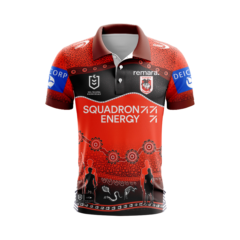 NRL St George Illawarra Dragons 2025 Indigenous Polo Shirt