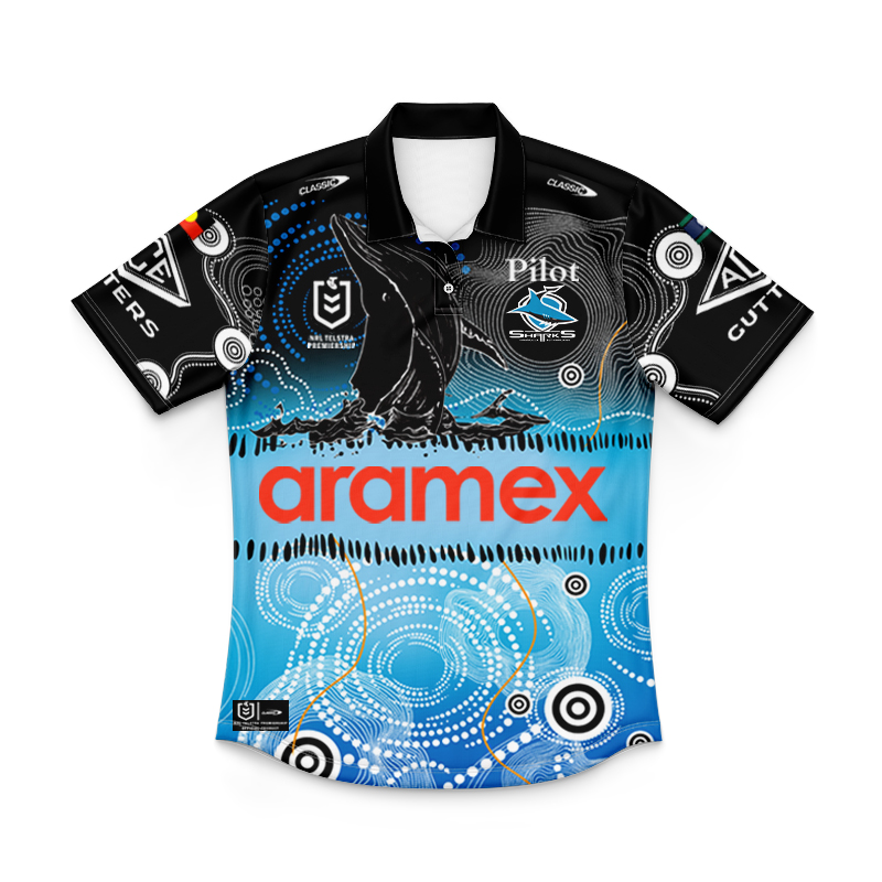 Kid's NRL Cronulla-Sutherland Sharks 2025 Indigenous Polo Jersey