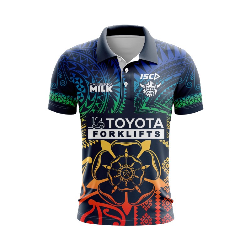 NRL Canberra Raiders 2024 Multicultural Run Out Polo Shirt