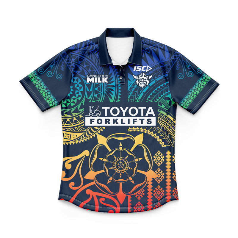 Kid's NNRL Canberra Raiders 2024 Multicultural Run Out Polo Jersey