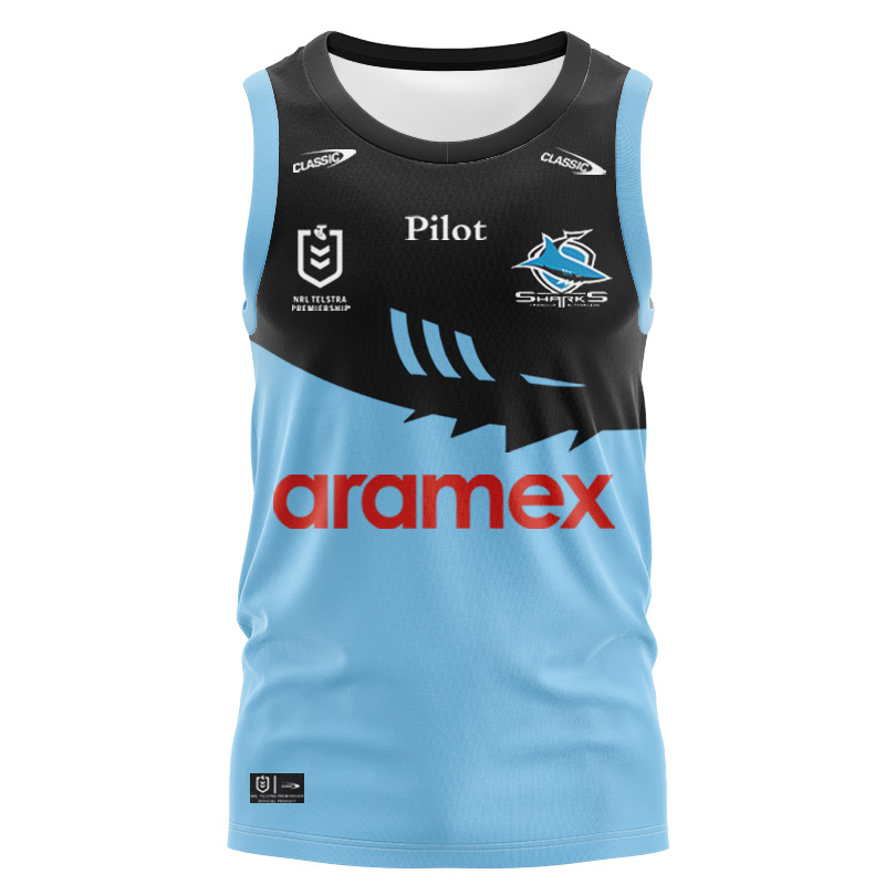 NRL Cronulla-Sutherland Sharks 2025 Sky/Blk Training Singlet