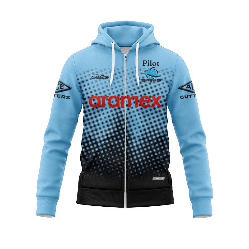 NRL Cronulla-Sutherland Sharks 2025 Sky Training Zipper Hoodie