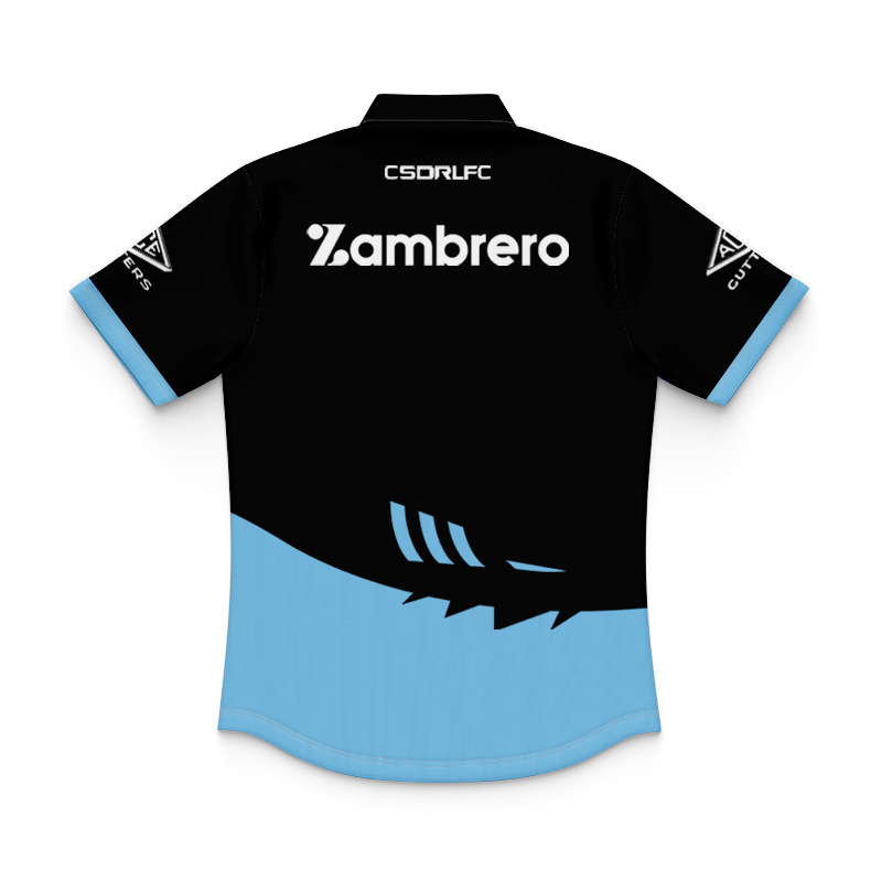 Kid's NRL Cronulla-Sutherland Sharks 2025 Sky/Blk Training Polo Jersey