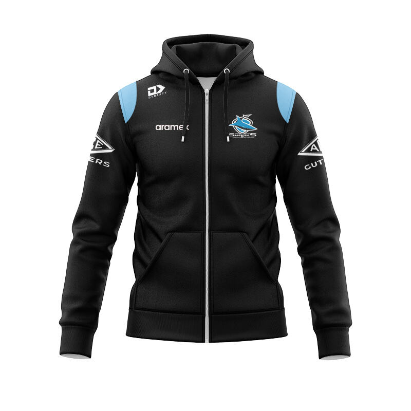 NRL Cronulla-Sutherland Sharks 2025 Black Training Zipper Hoodie