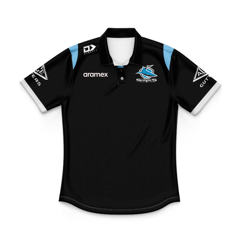Kid's NRL Cronulla-Sutherland Sharks 2025 Black Training Polo Jersey
