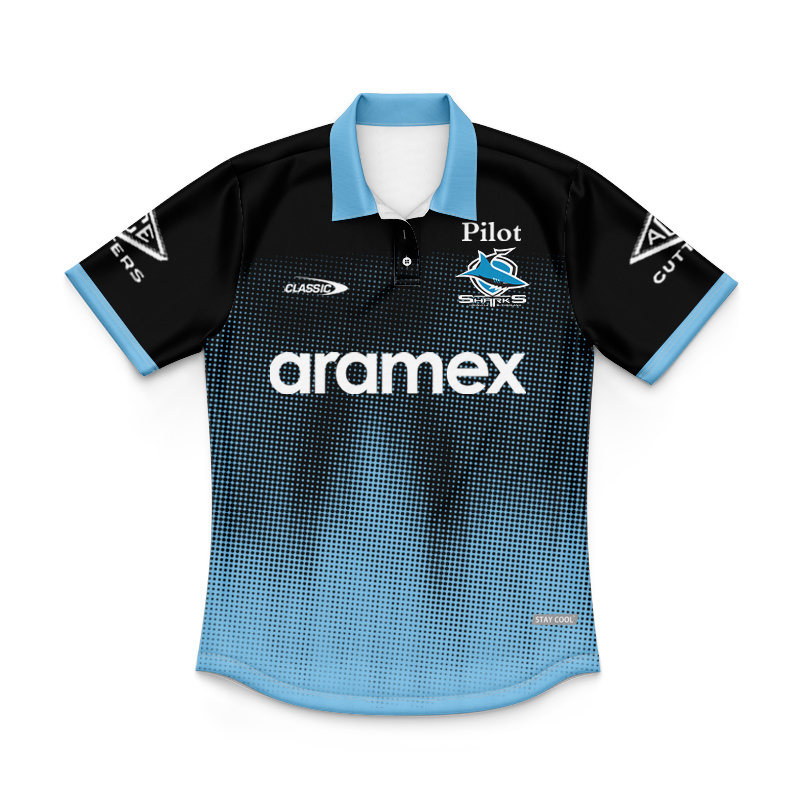 Kid's NRL Cronulla-Sutherland Sharks 2025 Blk Training Polo Jersey