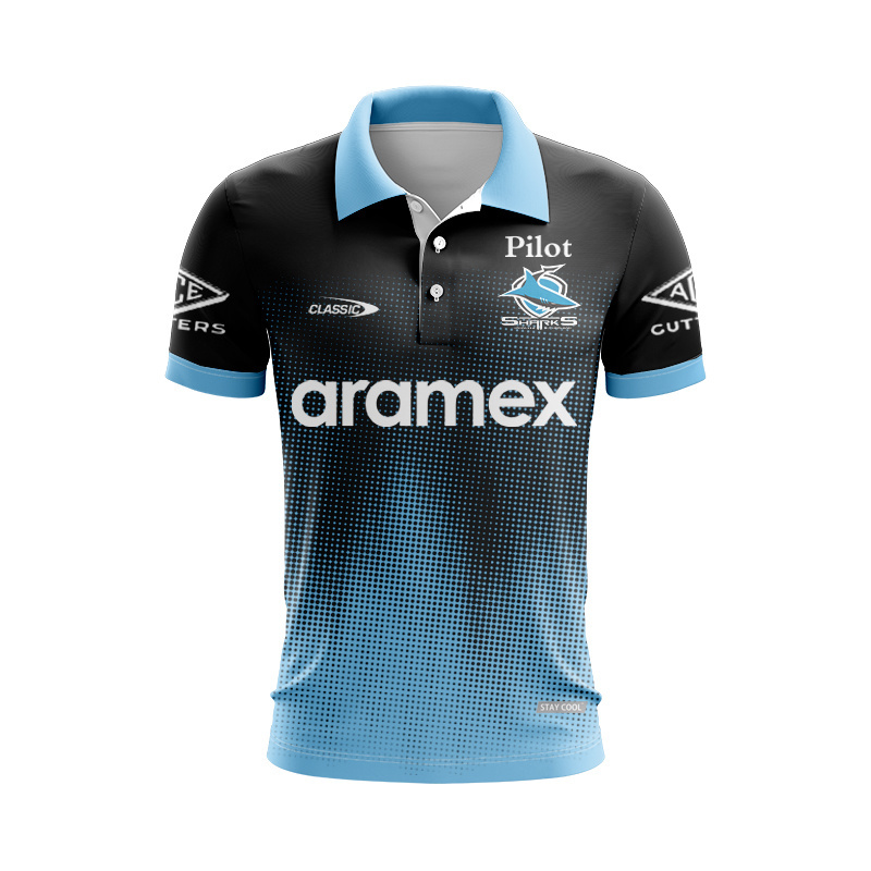 NRL Cronulla-Sutherland Sharks 2025 Blk Training Polo Shirt