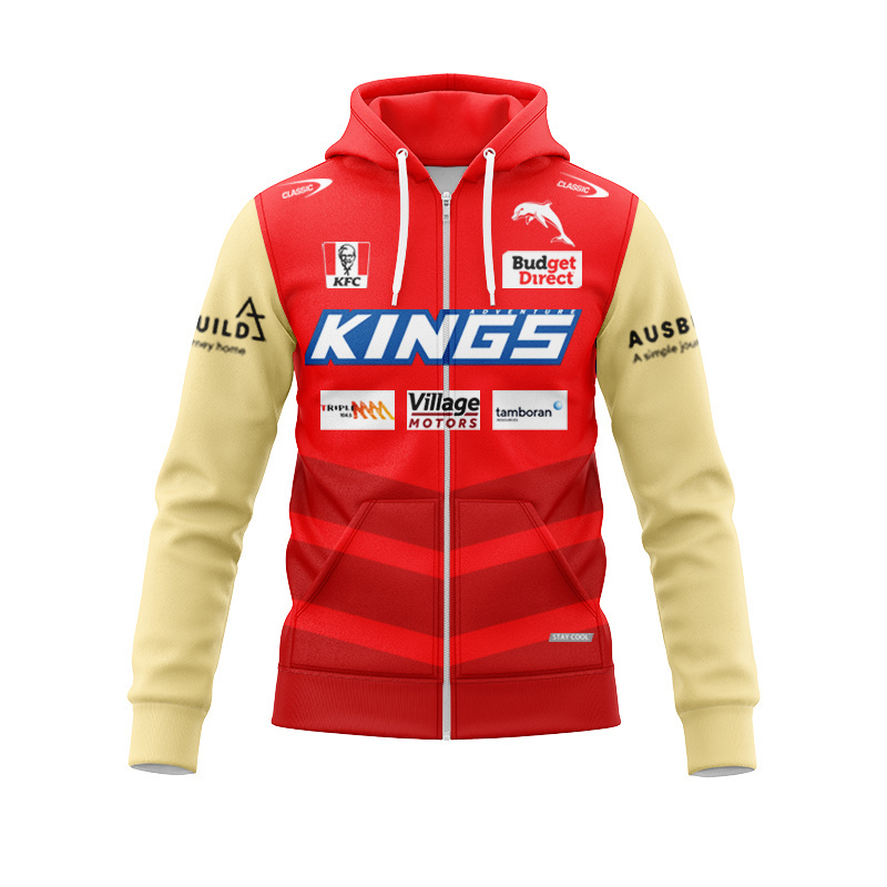 NRL Dolphins 2025 Warm Up Zipper Hoodie