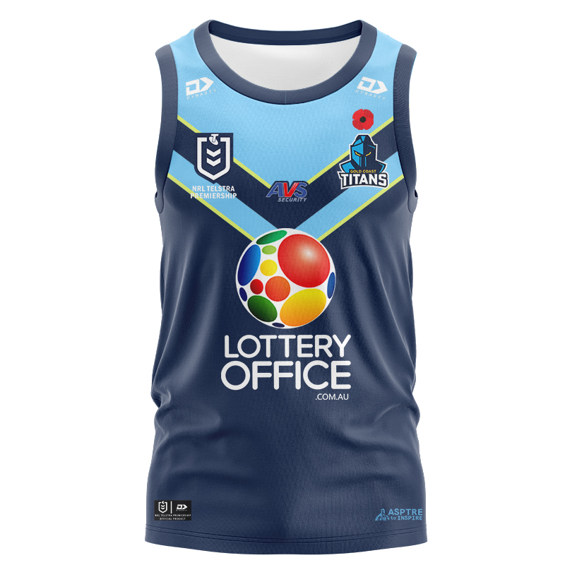 NRL Gold Coast Titans ANZAC Navy Singlet