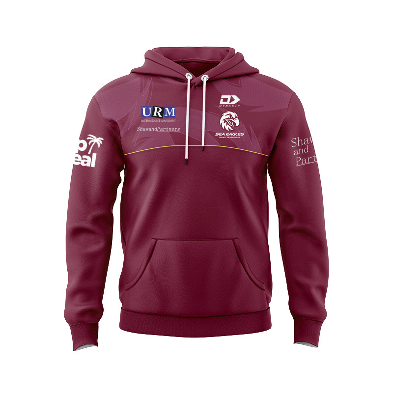 NRL Manly Warringah Sea Eagles 2025 Maroon Media Sport Hoodie