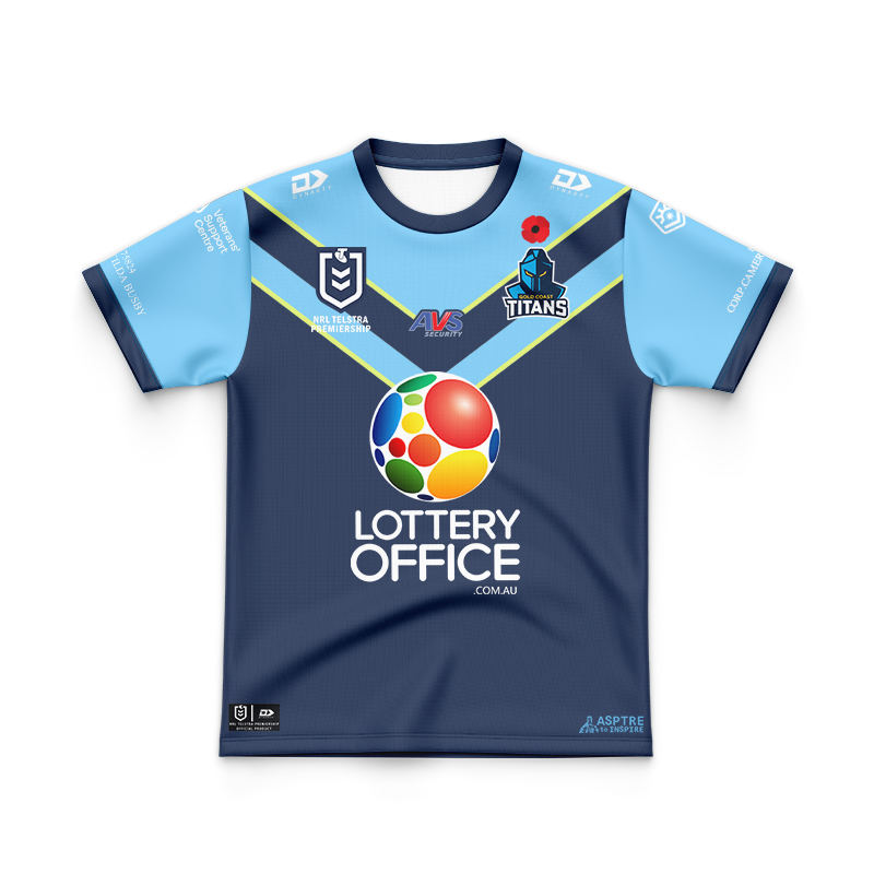 Kid's NRL Gold Coast Titans ANZAC Navy Jersey
