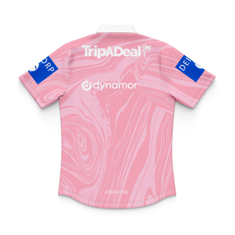 Kid's NRL St George Illawarra Dragons 2025 Pink Training Polo Jersey