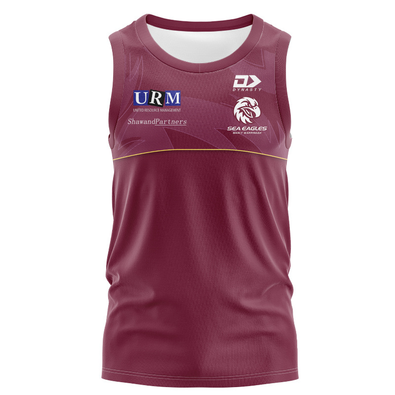 NRL Manly Warringah Sea Eagles 2025 Maroon Media Singlet
