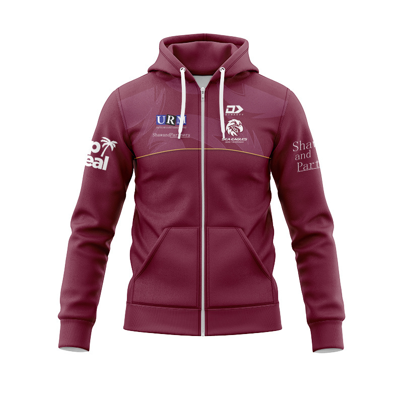 NRL Manly Warringah Sea Eagles 2025 Maroon Media Zipper Hoodie