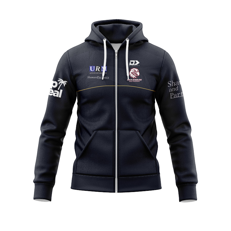 NRL Manly Warringah Sea Eagles 2025 Black Media Zipper Hoodie