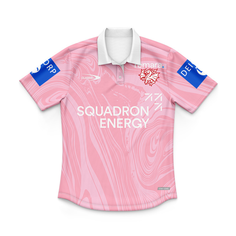 Kid's NRL St George Illawarra Dragons 2025 Pink Training Polo Jersey